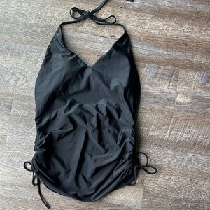 Kona Sol Black Halter Swim Bodysuit